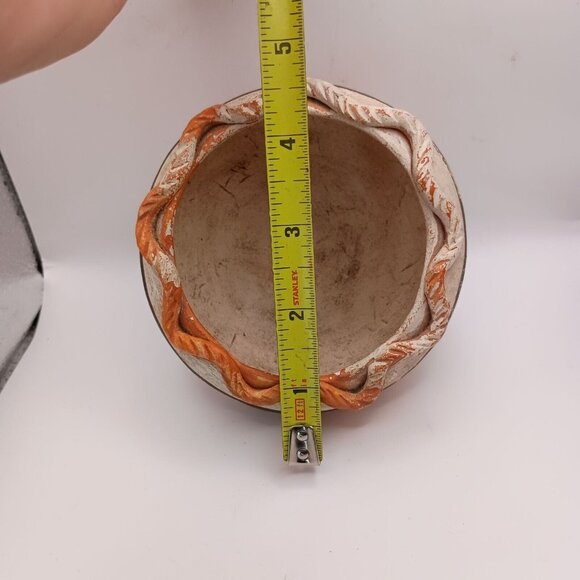 Old Vintage Acoma Pueblo Polychrome Pottery Bowl Olla Pie Crust Rim 3" x 4.5" - Picture 9 of 12